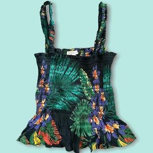 Tropical Floral Flowy Blouse 🌿